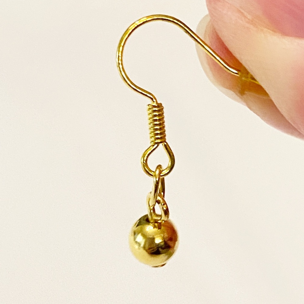 Vintage Earrings - goldtone hanging ball dangley